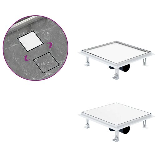 VidaXL Odvod za tu&amp;scaron; s poklopcem 2-u-1 25 x 25 cm od nehrđajućeg čelika Slike