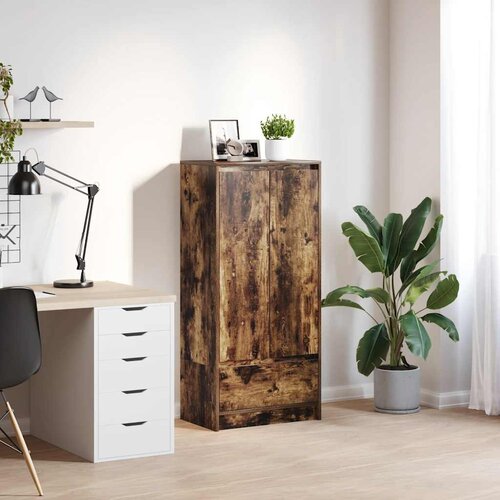 VidaXL Ormarić s ladicom dimljeni hrast 55,5x34x119,5 cm Slike