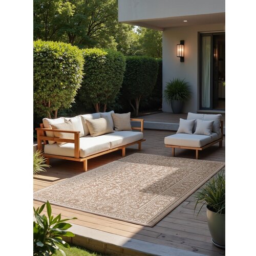 NORTHRUGS Bež-slonoko&amp;scaron;čena notranja in zunanja preproga 120x170 cm Duet Kona &amp;ndash; Slike