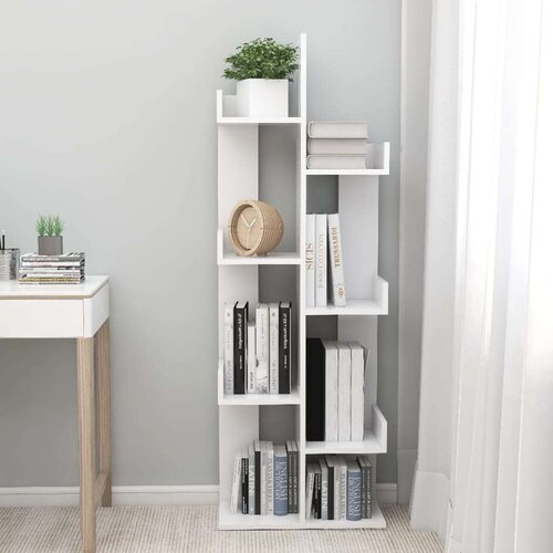 VidaXL Knjižna omara bela 48x25,5x140 cm iverna plo&amp;scaron;ča Slike