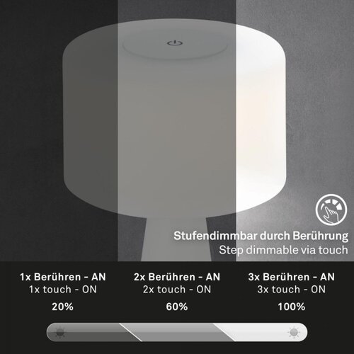 BRILONER 7420016 - LED punjiva dodirna stona lampa sa prigu&amp;scaron;iva, LED/4W/5V 3000K, bela Slike