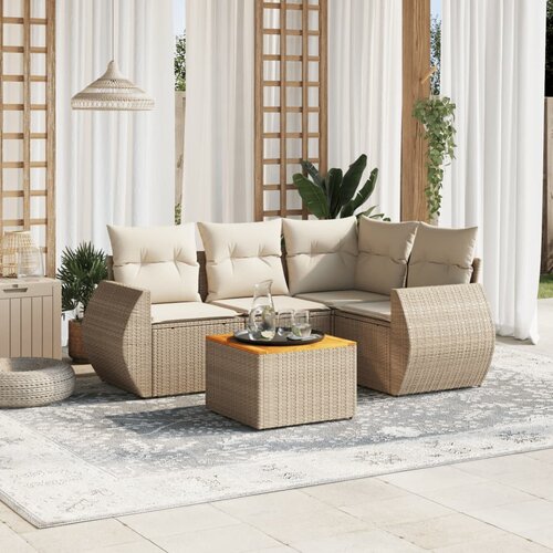 vidaXL 5-dijelni vrtni set sofa s jastucima bež od poliratana Cijene