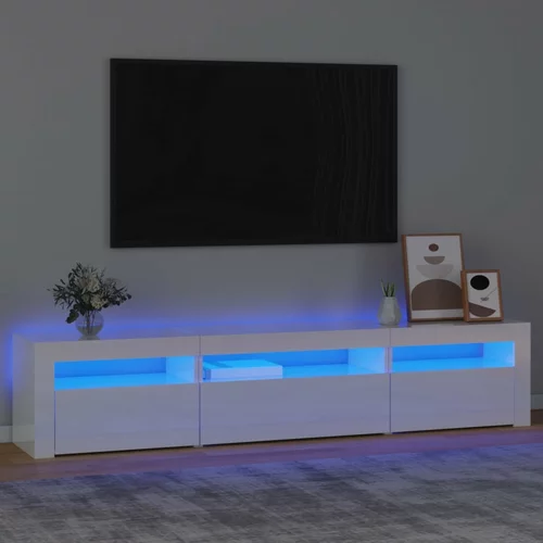 TV ormarić s LED svjetlima visoki sjaj bijeli 195x35x40 cm