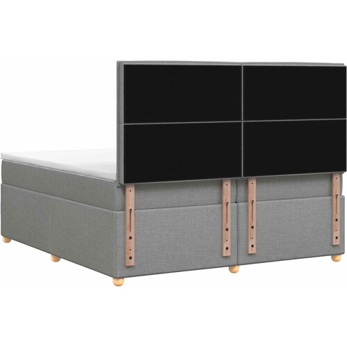  Boxspring krevet s madracem Svjetlosiva 200 x 200 cm Tkanina Slike