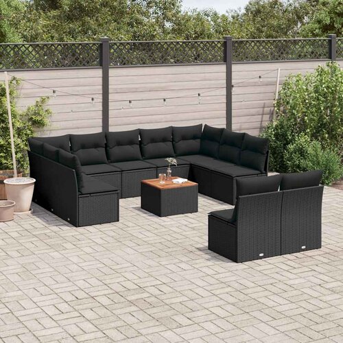  12-dijelni set vrtnih sofa od poliratana s jastucima crni Cijene