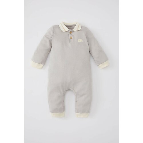 Defacto Baby Boy Newborn Polo Neck Long Sleeve Jumpsuit Slike