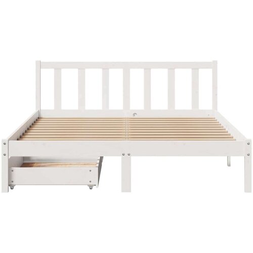 VidaXL Okvir kreveta bez madraca bijeli 120 x 190 cm masivna borovina Slike