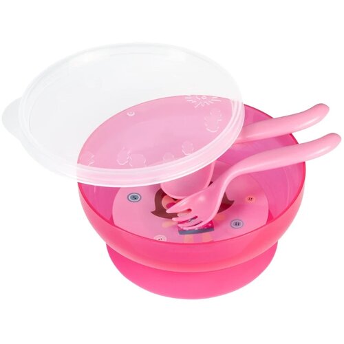 Canpol pribor za hranjenje i tanjir toys pink, 350ml Slike