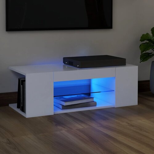 VidaXL TV omarica z LED lučkami bela 90x39x30 cm Slike