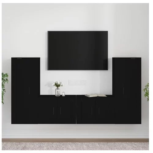  Komplet TV omaric 4-delni črn inženirski les