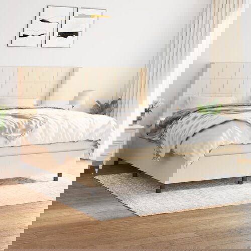  The Living Store Box spring postelja z vzmetnico krem 180x200 cm blago - Box Spring Postelja, (21449084) Slike