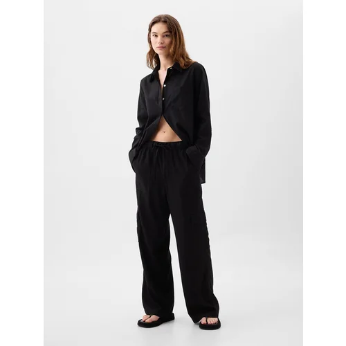 GAP Linen Trousers Wide-Leg Cargo - Women