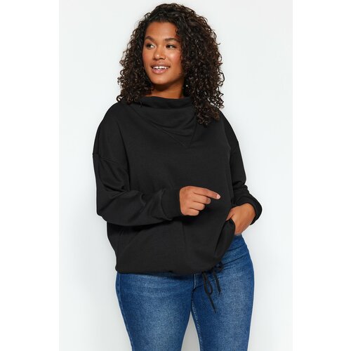 Trendyol Curve Black Collar Detailed Thick Knitted Sweatshirt Slike