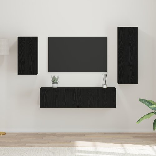 vidaXL TV kabinet s polico s shranjevanjem z vrati 4 pcs Črni hrast 30.5 x 30 x 90 cm Cene