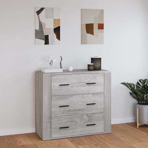  Komoda sivog hrasta sonome 80x33x70 cm od konstruiranog drva Siva Slike