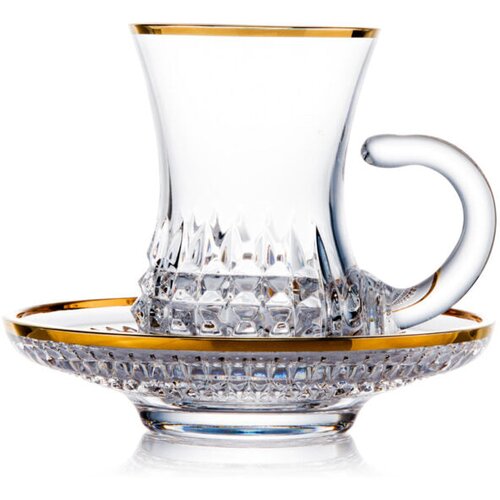 Roga&amp;scaron;ka skodelica za kavo s podstavkom &amp;ndash; diamond gold &amp;ndash; set 2 kos + darilo Slike