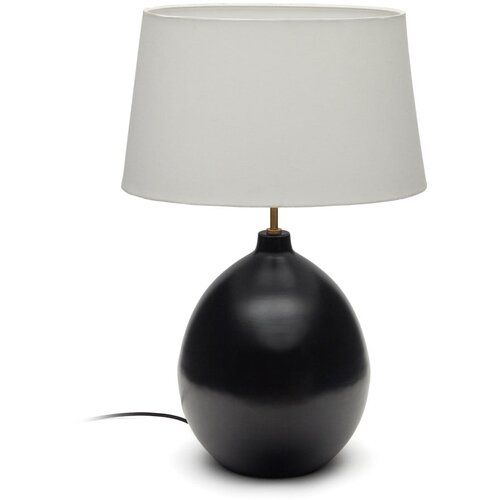 Kave Home Crno-bijela stolna lampa s tekstilnim sjenilom (visina 72 cm) Foixa &amp;ndash; Slike
