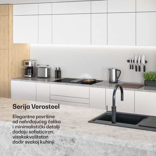 Klarstein Verosteel indukcijska ploča za kuhanje s integriranom napa, elegantna, minimalistička, snažna 8400W 80cm Slike