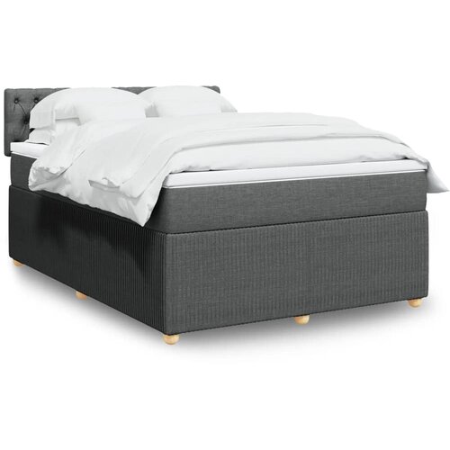 vidaXL Box spring postelja z vzmetnico temno siva 140x200 cm blago Cene