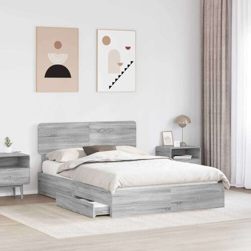  Krevet s od storage Siva Sonoma 150 x 200 cm Konstruirano drvo Slike