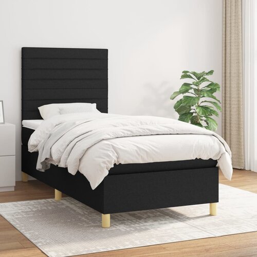 Box spring krevet s madracem crni 90x190 cm od tkanine Cijene