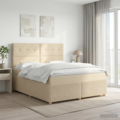 Boxspring krevet s madracem Krem 140 x 200 cm Tkanina Cijene