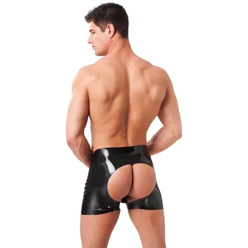 Rimba Latex Play Men's Shorts with Open Backside Black M