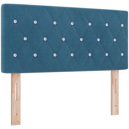 VidaXL Vzglavje s kristalnimi gumbi pre&amp;scaron;ito temno modro 100 cm iz žameta, (22049081) Slike