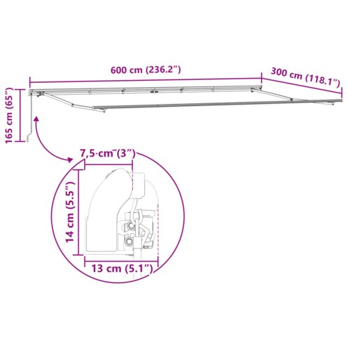 VidaXL Ručno uvlačivo sjenilo s narančastim prugama 600x300 cm Slike