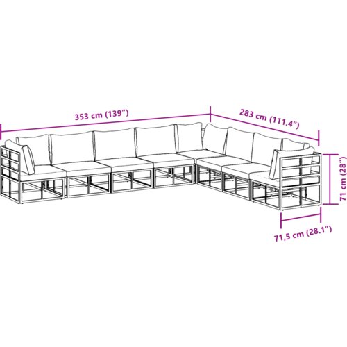 VidaXL Vrtna sedežna garnitura 8 pcs Črna 353 x 283 x 71 cm Aluminij Slike