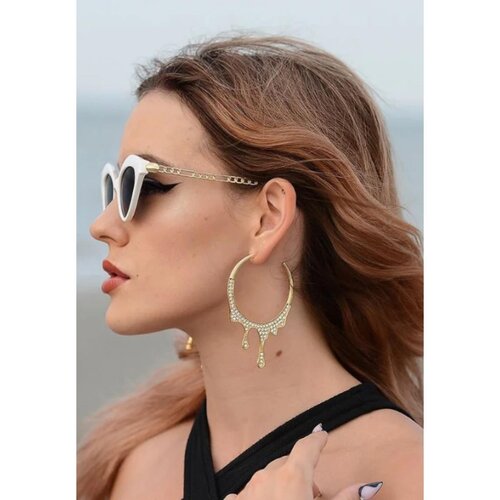 Fenzy elegantni uhani z okrasnimi diamanti, zlate barve Slike