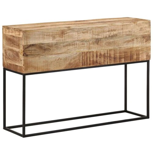 vidaXL Konzolna mizica 110x30x75 cm trd neobdelan mangov les in železo Cene