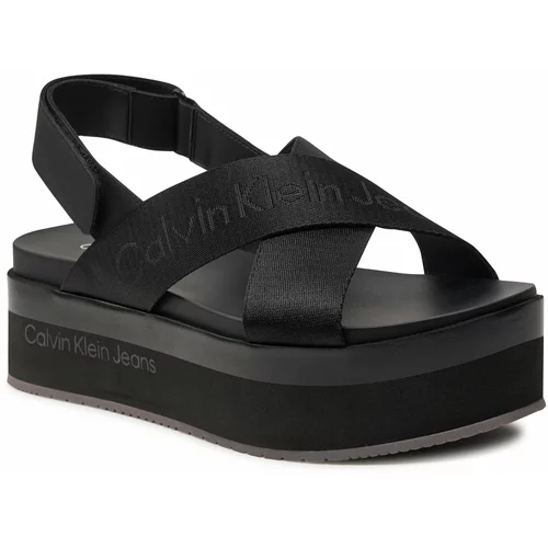 Calvin Klein Jeans Sandali Flatform Sandal Sling In Mr YW0YW01362 Triple Black 0GT