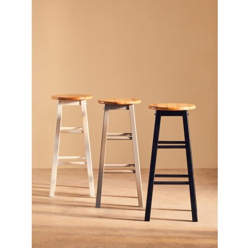 Premier Housewares Crna/u prirodnoj boji barska stolica od masivnog kaučuka (visine sjedala 74 cm) Chester &amp;ndash; Slike