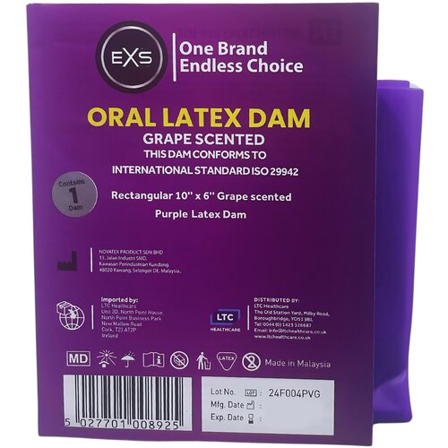 EXS Oral Latex Dams Flavoured Grape 1pc Cene