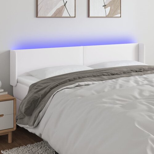 The Living Store LED posteljno vzglavje belo 183x16x78/88 cm umetno usnje - LED Vzglavje, (21659353) Slike
