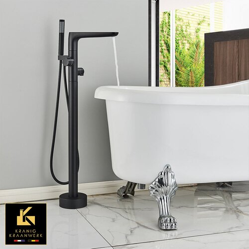 Kranig Kraanwerk stoječa kopalna pipa | elegantna kopalnica | nico | črna | chrome | bru&amp;scaron;eno nerjaveče jeklo, (21670341) Slike
