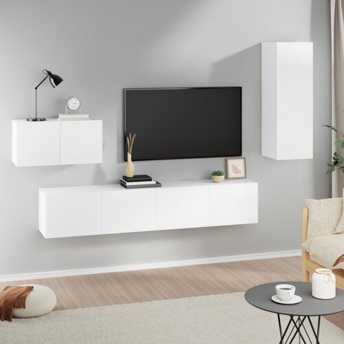 The Living Store Komplet TV omaric 4-delni bel inženirski les - Komplet TV Omaric, (21434616) Cene