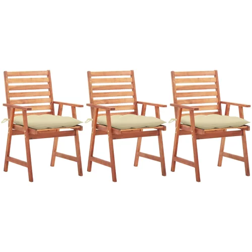 3 Vrtne blagovaonske stolice s jastucima kom od bagremovog drva