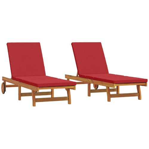 vidaXL Ležalnik Set 3 Rdeča Trden akacijev les 65 x 200 x 84 cm Cene