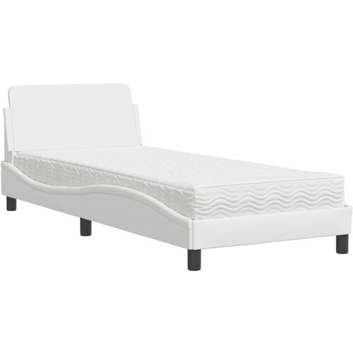  Krevet s madracem Dover bijeli 90 x 200 cm od umjetne kože Slike