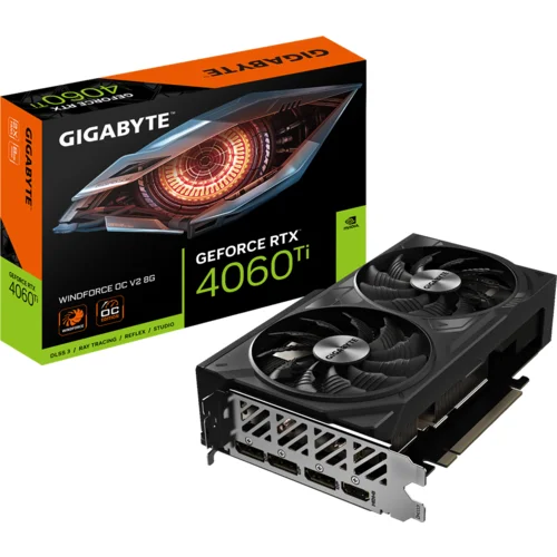 Gigabyte Video Card NVIDIA GeForce RTX 4060 TI WINDFORCE OC V2 8G, GDDR6 8GB/128bit, PCI-E 4.0 x8, 1xHDMI, 3xDP, 1x8-pin, Retail - GV-N406TWF2OCV2-8GD