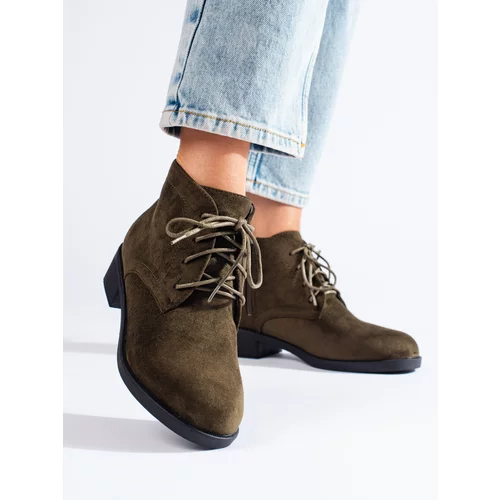 SHELOVET Tied suede green boots