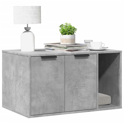 VidaXL Kutija z mačji pijesak boja betona 80x50x45cm konstruirano drvo Slike