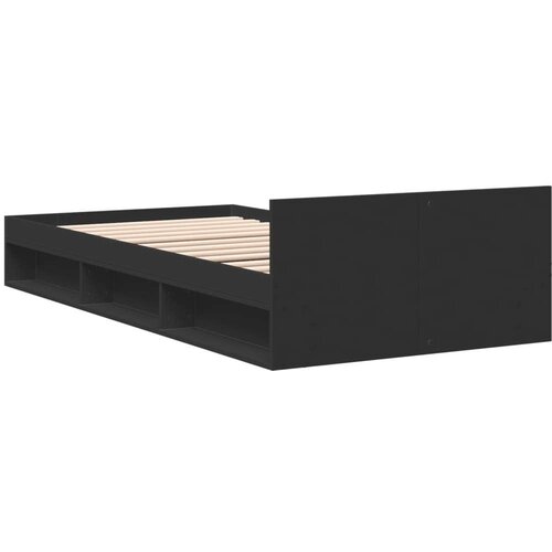 VidaXL Okvir kreveta s ladicom crni 75 x 190 cm konstruirano drvo Slike