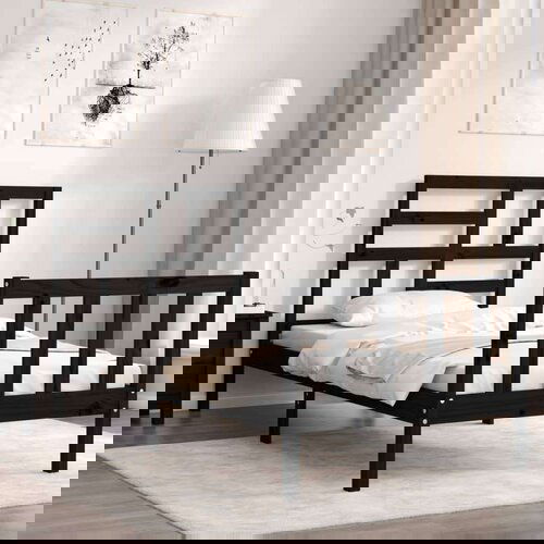  Kreveta s uzglavljem crni 2FT6 jednokrevetni masivno drvo Cijene