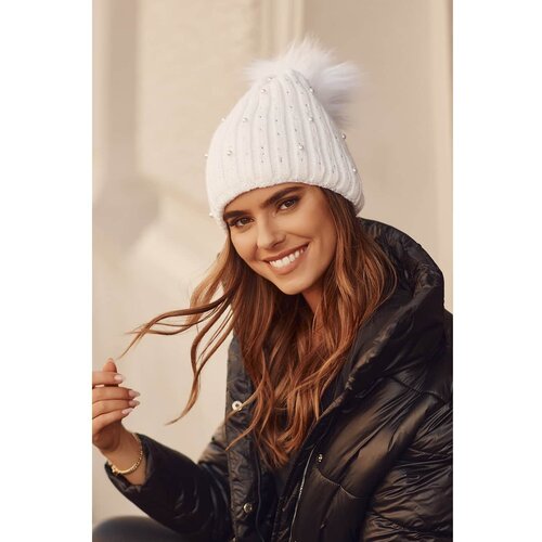 Fasardi Warm hat with beads and a white pompom Slike