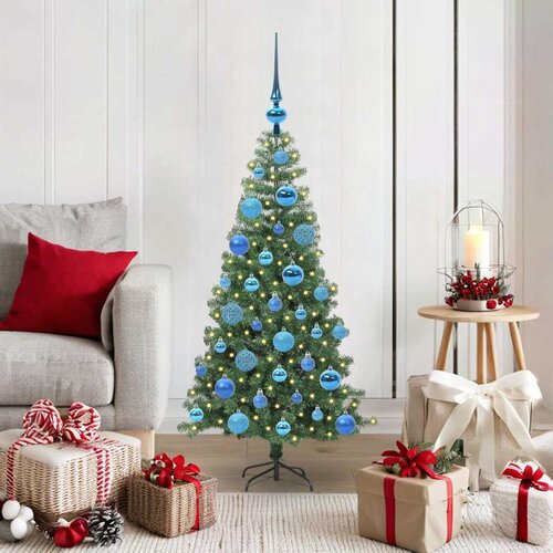 vidaXL Božično drevo med 150 LED z stojalom Zelena 120 cm PVC Cene