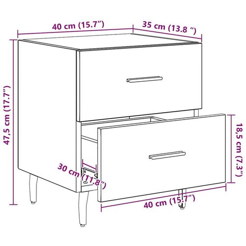 VidaXL Noćni ormar Crni hrast 40 x 35 x 47.5 cm Konstruirano drvo Slike