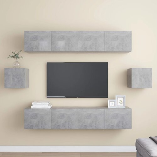 The Living Store Komplet TV omaric 6-delni betonsko siva iverna plo&amp;scaron;ča - Komplet TV Omaric, (21374073) Slike